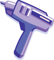 Purple glue gun tool with white accents blue