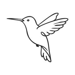 Fototapeta premium Minimalist line art of hummingbird in flight – stock vector icon in line style