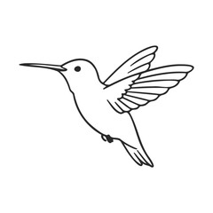 Obraz premium Outline of a hummingbird in flight: simple black and white design – stock vector icon in line style