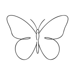 Fototapeta premium Simple line drawing of symmetrical butterfly design artwork – stock vector icon in line style