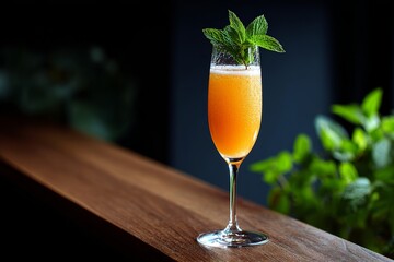 Ice-cold orange juice in a glass, a refreshing summer drink
