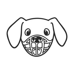 Fototapeta premium Illustrated dog with muzzle outline drawing with expressive eyes – stock vector icon in line style