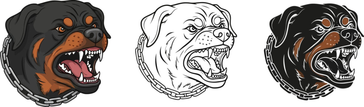 Rottweiler angry dog illustration vector graphic design for print on demand usage
