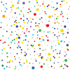 Colorful scattered circles on white background pattern