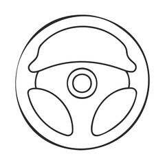Simple black and white car steering wheel icon line art design – stock vector icon in line style