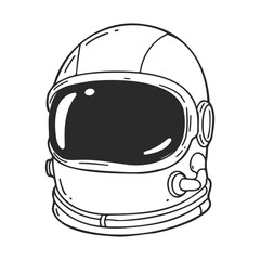 Fototapeta premium Black and white illustration of vintage astronaut helmet on a white background – stock vector icon in line style