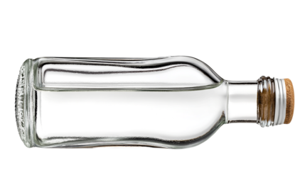 Horizontal Glass Bottle with Cork on Transparent Background
