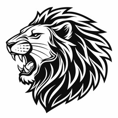 A striking lion head design, perfect for a tattoo, mascot, or vector illustration, captures the wild essence of this feline king