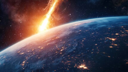 A powerful electric bolt striking from the sky to the earth, symbolizing raw energy.