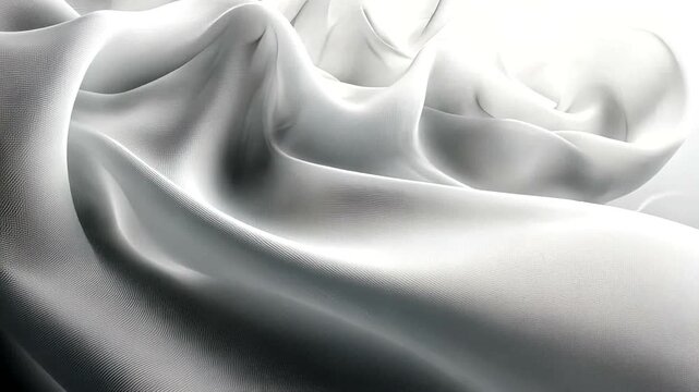 Elegant and Minimalist White Fabric Waves with Subtle Textures and Soft Lighting