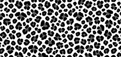Black and white leopard print seamless texture  Ideal for textile and cat-themed designs,  wallpaper,  animal print