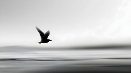 Silhouette of Freedom: Capturing the Essence of Flight in Abstract Monochrome Brush Strokes