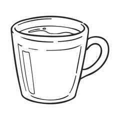 Hand-drawn line art of a coffee mug with handle &ndash; stock vector icon in line style