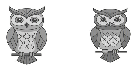 Fototapeta premium 可愛いフクロウ二羽イラスト