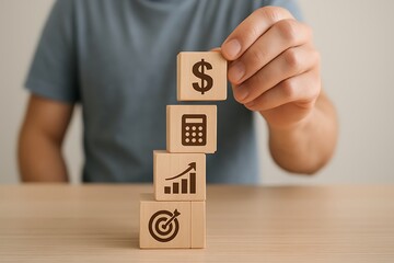 Naklejka premium Building Financial Success through Strategic Planning Blocks