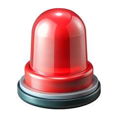 Fototapeta premium Bright red emergency warning light with metallic base isolated on transparent background