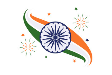 india republic day with fireworks isolated on white, transparent background