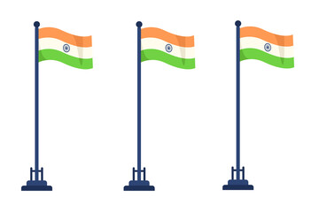 set of Indian flag isolated on white, transparent background