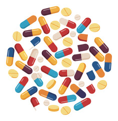 カラフル薬剤散乱イラスト