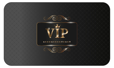 Elegant VIP card on a black background with a sophisticated gold design. Excellent invitation for casinos and private clubs. Vector illustration