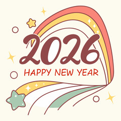 2026 Happy New Year Vector Logo Design – Festive Holiday Typography Art for Cards, Decor, and Posters