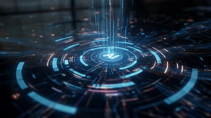 Futuristic AI Processor Glowing Blue Digital Illustration for Technology Backgrounds - Powered by Adobe