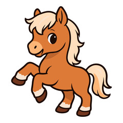 Cute cartoon pony stands illustrations