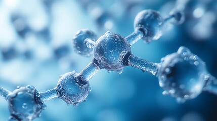 A detailed molecular structure showcases the intricate bonds of a water molecule.
