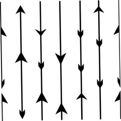 Black Arrows in Vertical Lines Pointing Up and Down on White Background