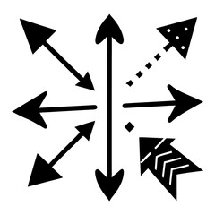 Diverse Arrow Directions A Black and White Vector Illustration