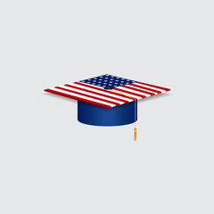 USA Graduation cap hat isolated on white background vector illustration