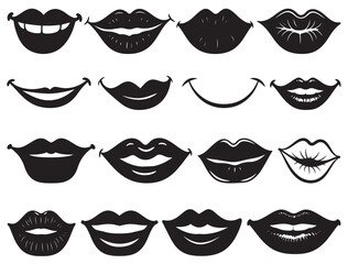 FUNNY SMILING LIPS SILHOUETTE.