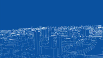 Urban modern landscape. Vector rendering of 3d