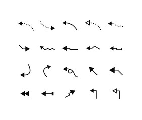 black arrow icons set of various styles and directions