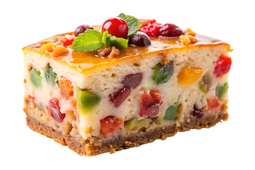slice of fruitcake cake image isolated on a transparent background