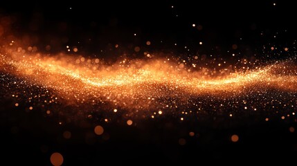 Obraz premium A shimmering wave of golden glitter sparkles against a black background