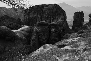 Meteora, rock formation in the regional unit of Trikala, in Thessaly, in northwestern Greece, hosting one of the most impressive complexes of Eastern Orthodox monasteries. UNESCO World Heritage. 