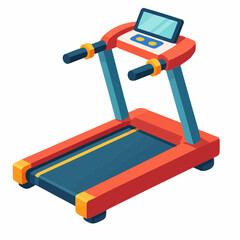 Naklejka premium Stylized gym treadmill illustration with bold red, blue, and yellow accents