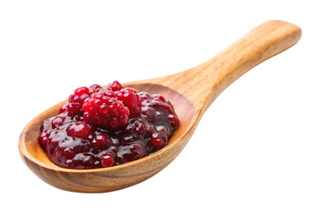 spoon wooden of raspberry jam image isolated on a transparent background