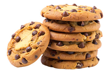 stack of chocolate chip cookies image isolated on a transparent