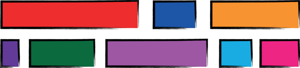 Creative Pencil Brush Hand-Sketched Square and Rectangle Borders for Artistic Designs With Colourful Vector

