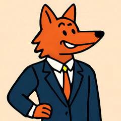 Obraz premium Cartoon Character in Business Suit, AI