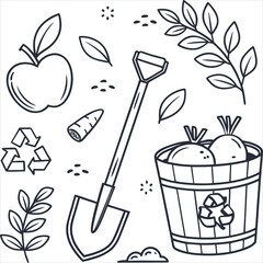 vector set of gardening icons