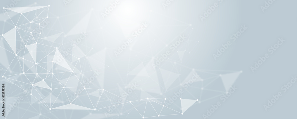 Wall mural abstract technology futuristic polygonal network structure mesh background. geometric connected dots