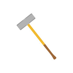 sledgehammer flat design vector illustration isolated on white background. illustration for construction, demolition, industry, or graphic themes