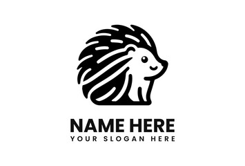 Cute Black and White Hedgehog Logo Design 3.