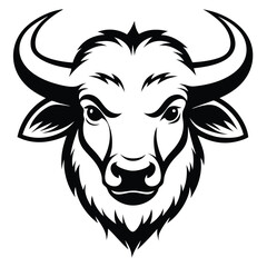 Buffalo head Sketch black Drawing vector on white background