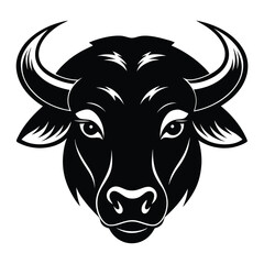 Buffalo head Sketch black Drawing vector on white background