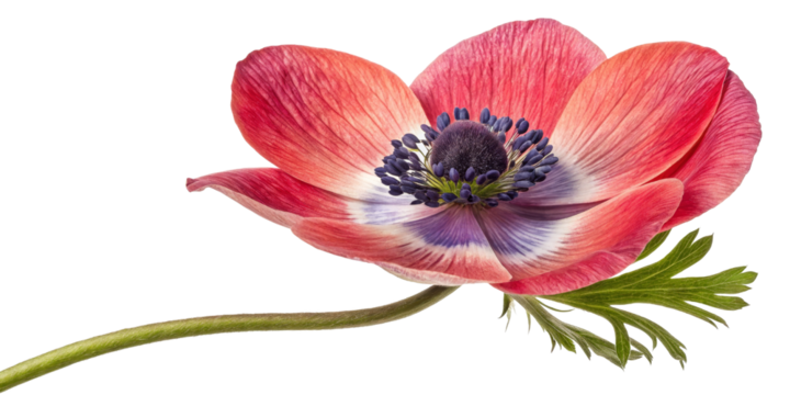 Anemone Flower Single Red Bloom, Isolated on Transparent Background, botanical illustration, flora, Anemone, Red Flower, Floral