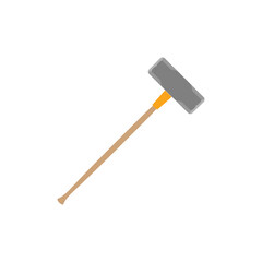 sledgehammer flat design vector illustration isolated on white background. illustration for construction, demolition, industry, or graphic themes